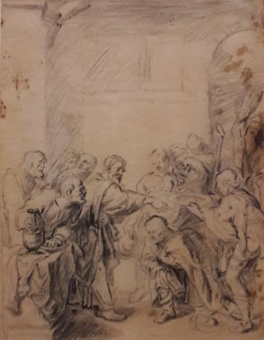 성 코르넬리오 백인대장에게 세례를 주는 사도 성 베드로_by Jan Erasmus Quellinus_charcoal on paper in 17th century_in the National Museum in Warsaw_Poland.jpg